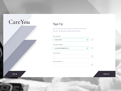 Care You Sign up UI