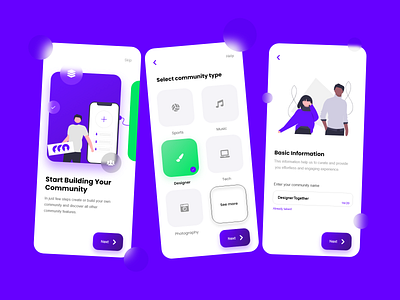 Community Design concept app appdesign community cuberto dailyui design app designer glassmorphic minimalist mobile app modern product rebound ui uidesign uiux ux uxui