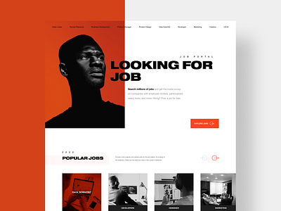 Job Portal User Interface 🔥 black clean homepage job landing page layout lettering minimal modern simple typography ui ui design uidesign uiux ux vector web web design website