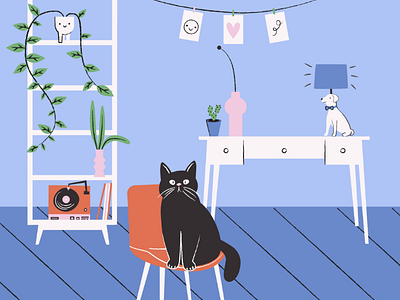 Fun with Spaces cat dog record player room design