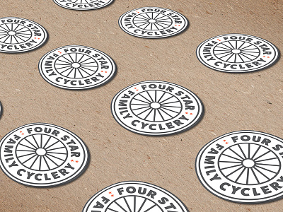 Four Star Family Cyclery | Stickers badge bicycle bike bike shop branding circle logo identity logo vintage
