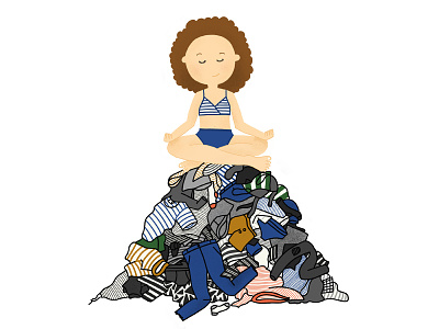 Laundry Day avoidance chores clothes dirty illustration laundry self portrait stripes zen