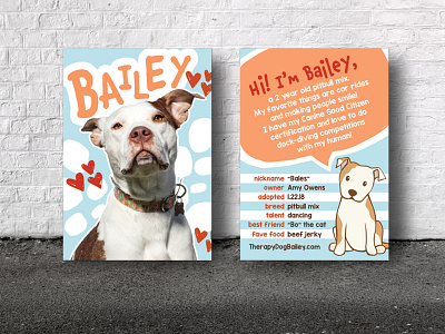 Bailey Trading Card blue character design dog hearts illustration love trading card valentine