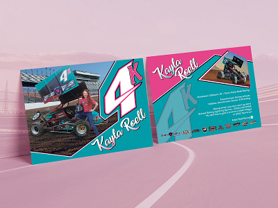 Hero Card Design branding car card custom design driver hero illustration marketing networking pink postcard race racer script sign teal typography
