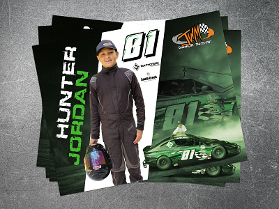 Hero Card Design auto autograph black branding card design driver green hero identity print racecar racing typography