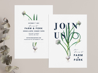 Restaurant Invite Design branding design dinner drinks farm flower flyer fork identity invitation invite marketing print typography