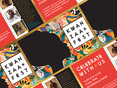 Kwanzaa Fest Flyer black celebrate colorful culture design fest festival flyer illustration kwanzaa marketing park postcard red typography