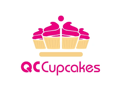 QC Cupcakes Logo bakery branding business card design dessert graphic design identity local logo primo cards primo design sticker