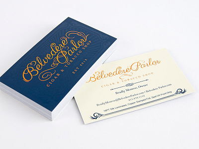 Belvedere Parlor belvedere business card cigar design foil identity logo mark retail silk laminated spot uv store