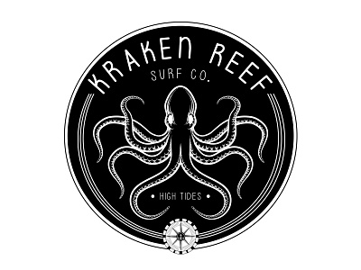 Kraken Reef beach business card clothing hang tag identity illustration logo logo design mark spot uv symbol t shirt design