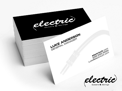 Electric Guitars & Strings Logo & Business Cards black branding clean design guitar icon logo logo design mark music typography white