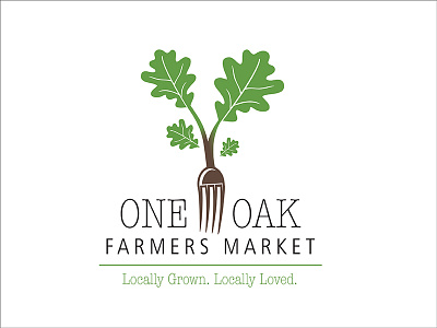 One Oak Farmers Market branding business card famers market flyer fork logo logo design mark postcard social media typography