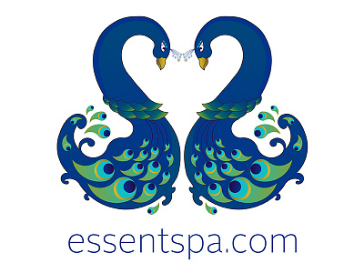 Essent Spa animal letters branding logo design mark medispa peacock spa typography