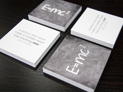2x2 Velvet Laminated Business Cards chalk concept design einstein inspiration modern new quote sample shape square texture