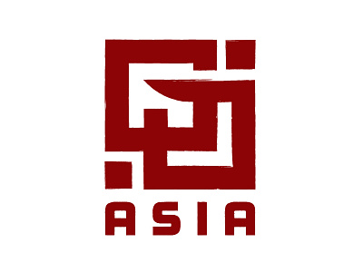 GoAsia Logo Design asia branding business card design frosted icon logo mark plastic red