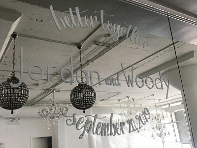 Jordan & Woody Bar Mirror Lettering barmirror chicagocalligrapher lettering lettering by hand mirrorlettering moderncalligraphy paint pen signpainting specialeventmirror