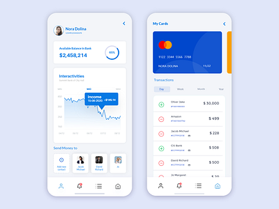 Finance App UI Design With Transaction app ui banking app minimalist ui design
