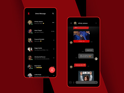 Daily UI 013_Direct Messaging app daily ui challange dailyui dark dark mode direct messaging directmessaging figma messages mobile netflix ui