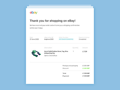 Daily UI 017_Email Receipt daily ui dailyui ebay ecommerce email design email receipt receipt