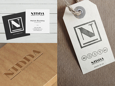 NIDDA furniture brand design branding business card design furniture logodesign mockup tag design