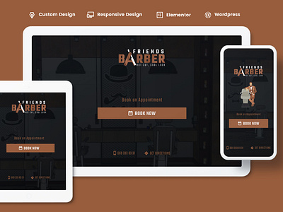 Website Design and Development for Friends Barber branding custom design elementor figma mobile design responsive webdesign website development wordpress