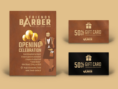Friends Barber Card Invitation & Gift Card barbershop branding custom design design illustration invitation invitation card print vector