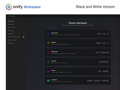 Onify Workspace Black and White Version dashboard design dashboard ui figma ui