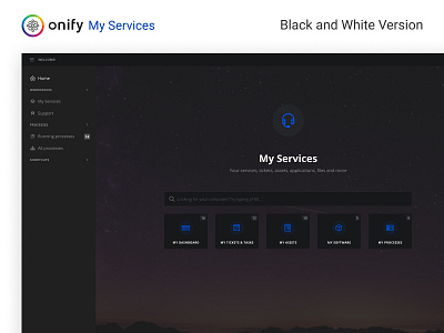 Onify My Services Black and White Version dashboard dashboard design redesign ui