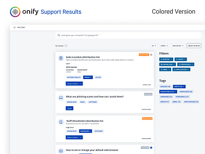 Onify Support Results Colored Version dashboard design dashboard redesign ui