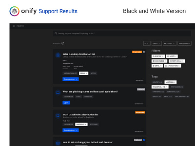 Onify Support Results Black and White Version