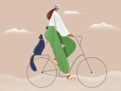 Cycling female 2D illustration 2d cycling fashion grain illustration illustration procreate procreate art website banner