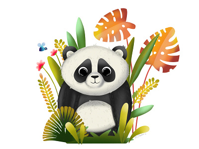 Tropical Panda animals art character fashion illustration merchandise minimal panda print procreate tropical tshirt