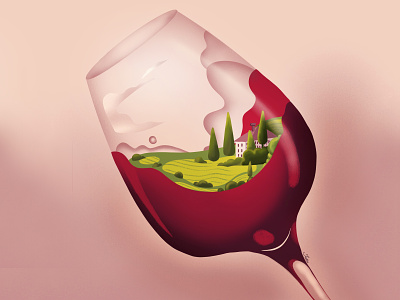 Wineyard 2d art glass graintexture illustration illustrator nature procreate ui wine wineyard
