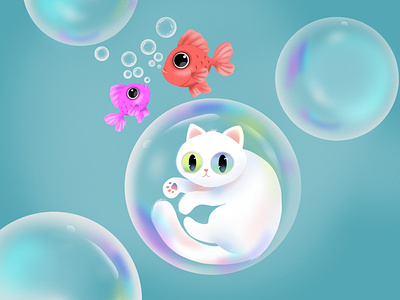 Cat in a bubble