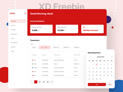 Bank Dashboard - XD freebie bank dashboard fintech freebie money saving ui ux