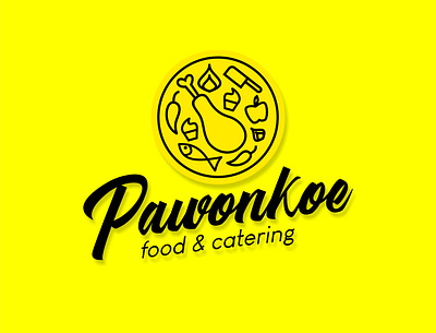 Pawonkoe Logo background business catering chef cook cooking design food fork icon illustration kitchen label logo lunch menu restaurant sign symbol vector