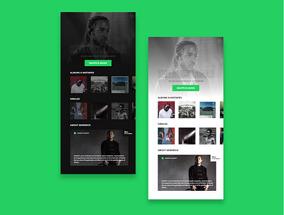 Spotify Concept || Kendrick Lamar Page branding design flat minimal ui web website