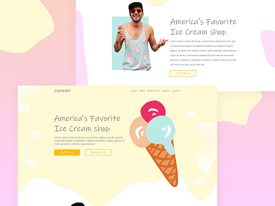 Ice-Cream Website Concept || ZyCream brokengrid design flat icecream illustration minimal modern ui web website