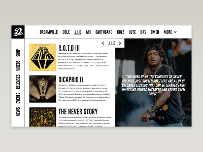 DREAMVILLE Website Concept // J.I.D Page