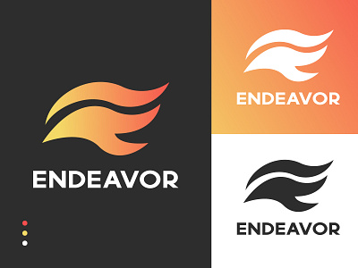 Endeavor Logo // Fire + E Logo branding design fire fireworks flat gradient logo minimal modern orange red vector