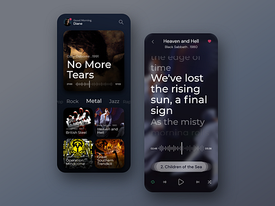 Vinyl, an album streaming app album app art design lyric metal mobile music sound ui