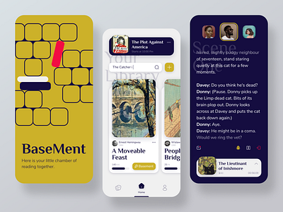 Basement, a place for reading together app book call design friends library meeting mobile reading social media ui