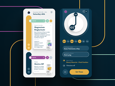 PillPal, medication reminder app calendar clock corona covid design doctor health illness medication medicine mobile notification pill reminder time ui