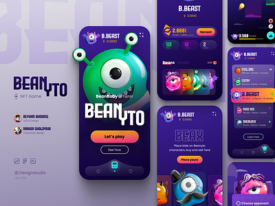 BEANYTO; Ethereum-based NFT game 3d app branding character crypto cute design ethereum fun icon logo minimal nft space ui ux vector web