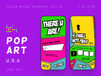 Pop Art; movement as UI app art branding colorful design history illustration logo minimal mobile pattern pop art style ui ux vector web