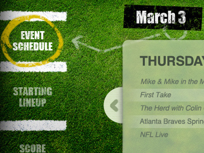 ESPN Event Page field football grass green lawn paint sports texture type white