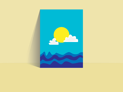 fancy sea blue fancy illustraion illustrator poster sea sky sun sunny yellow