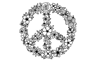 Floral peace symbol 1970s floral flowers freedom hand hippie icon illustration logo wildflowers
