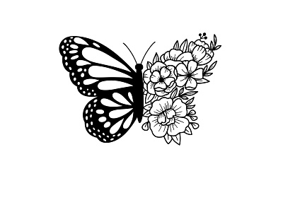 Floral butterfly butterfly floral flowers hand illustration logo