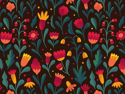 Bright decorative flowers on black background